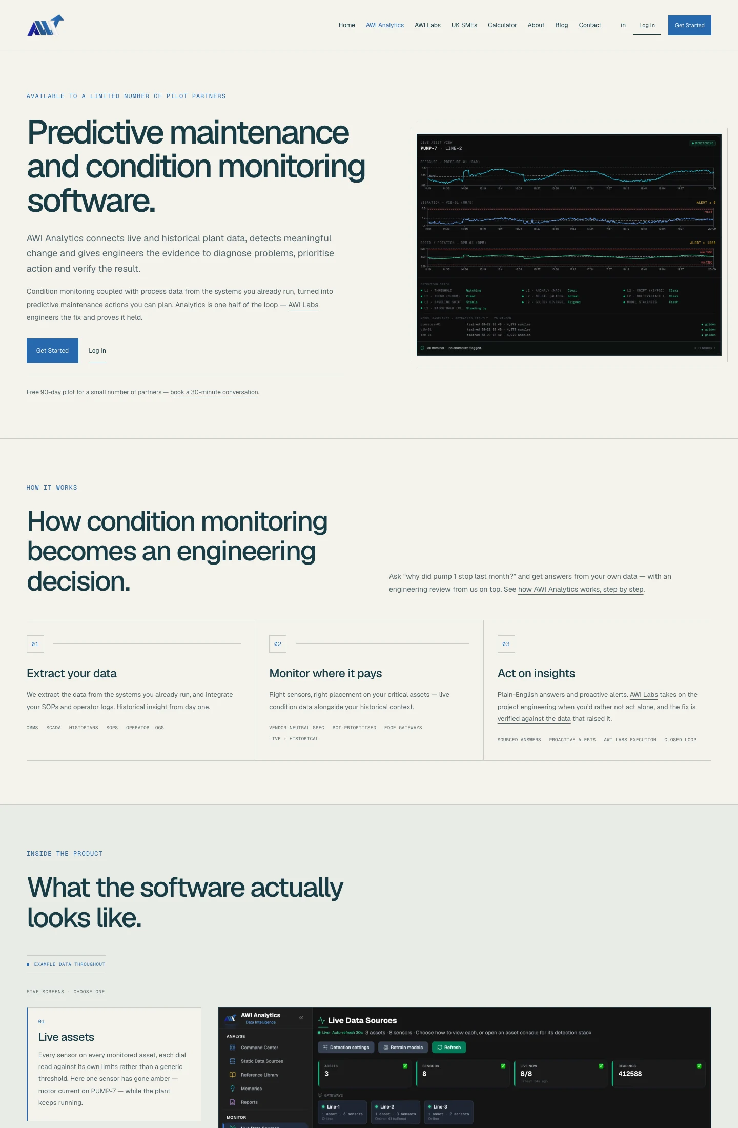 The AWI Analytics page explaining the monitoring and analysis platform