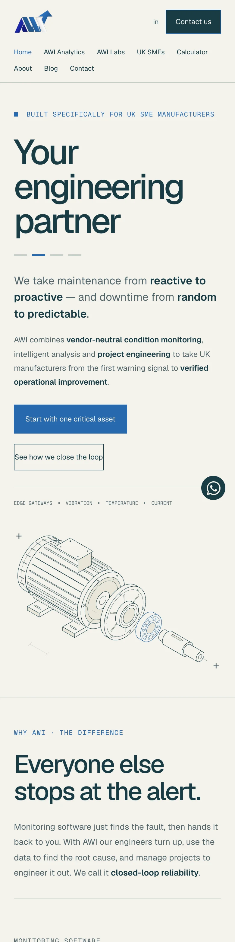 AWI’s homepage arranged for a mobile screen